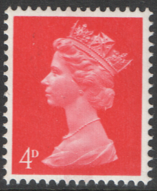 (image for) 1969 4d Vermilion Cylinder 13 Dot Pre-Decimal Machin Block of 6